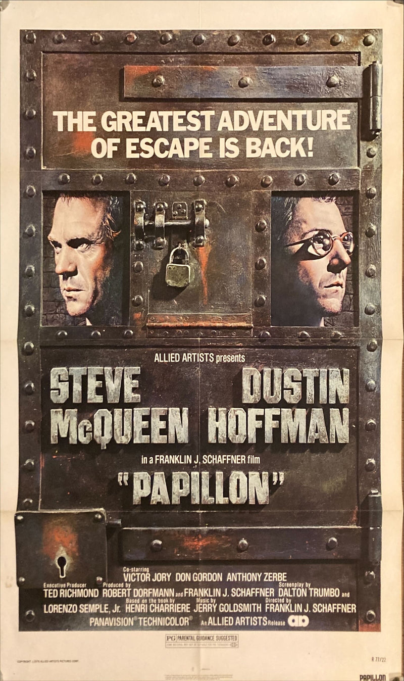 Papillon (1973) One sheet Movie Poster, R77, Steve Mcqueen