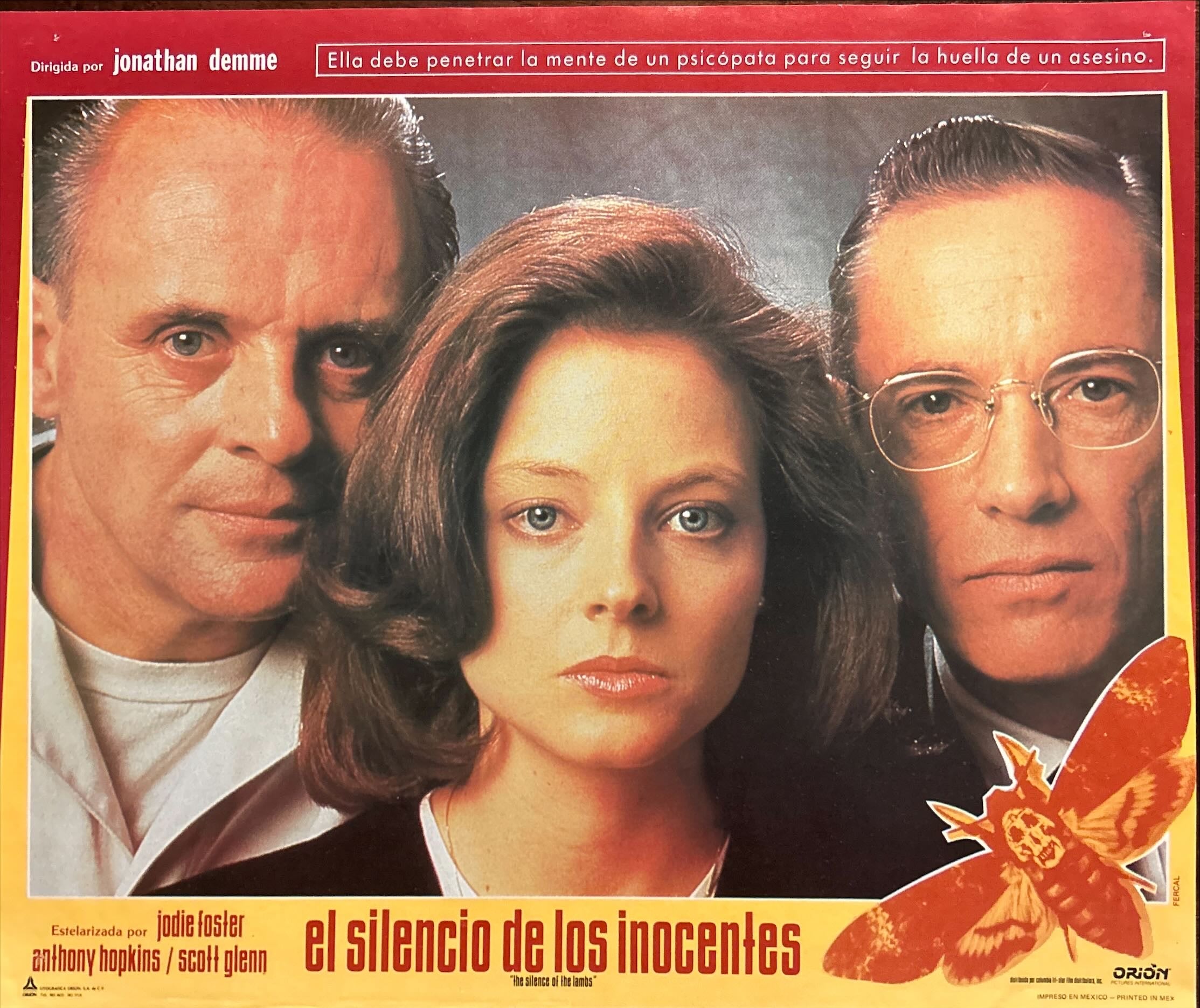 Silence of the Lambs (1991) 4 Original Mexican lobby Cards, Jodie Foster, Anthony Hopkins