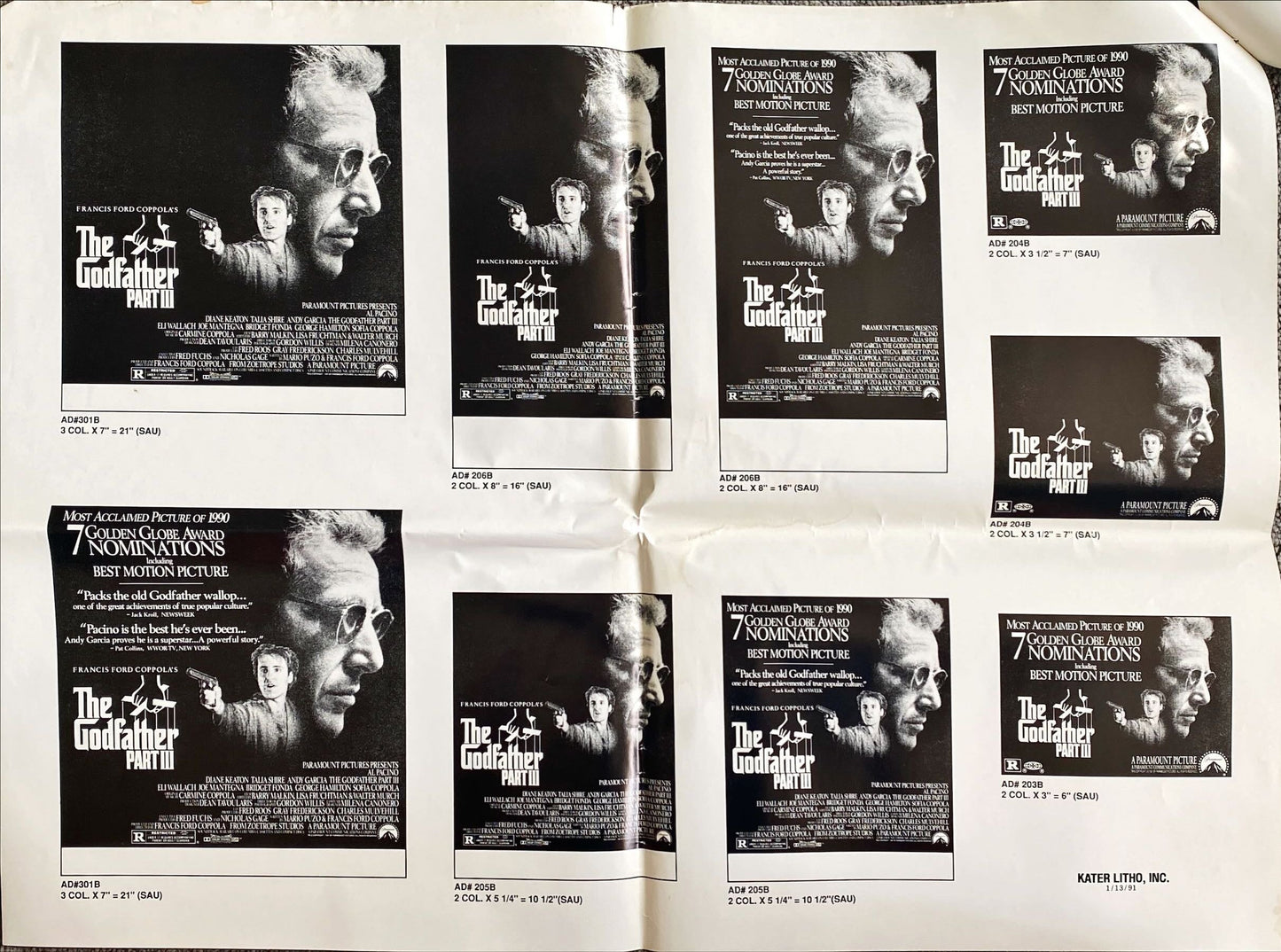 Godfather Part III - Al Pacino. Original Press Book