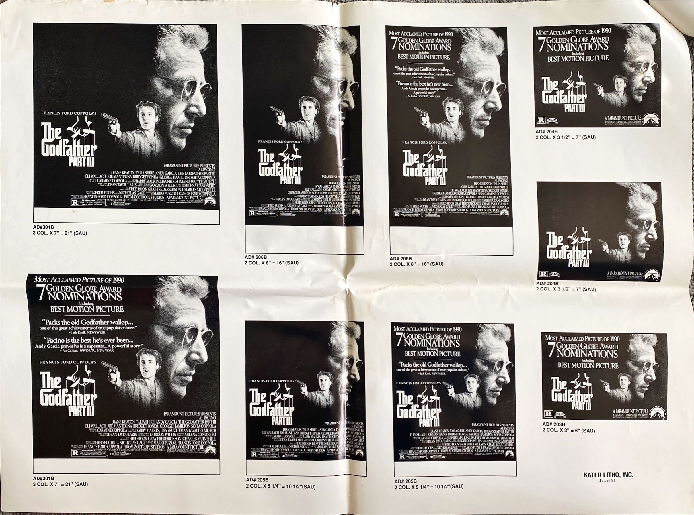 Godfather Part III - Al Pacino. Original Press Book