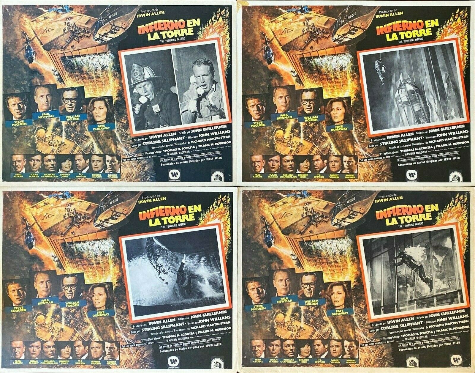 #A-51-B Towering Inferno (1974) Lobby Cards x4