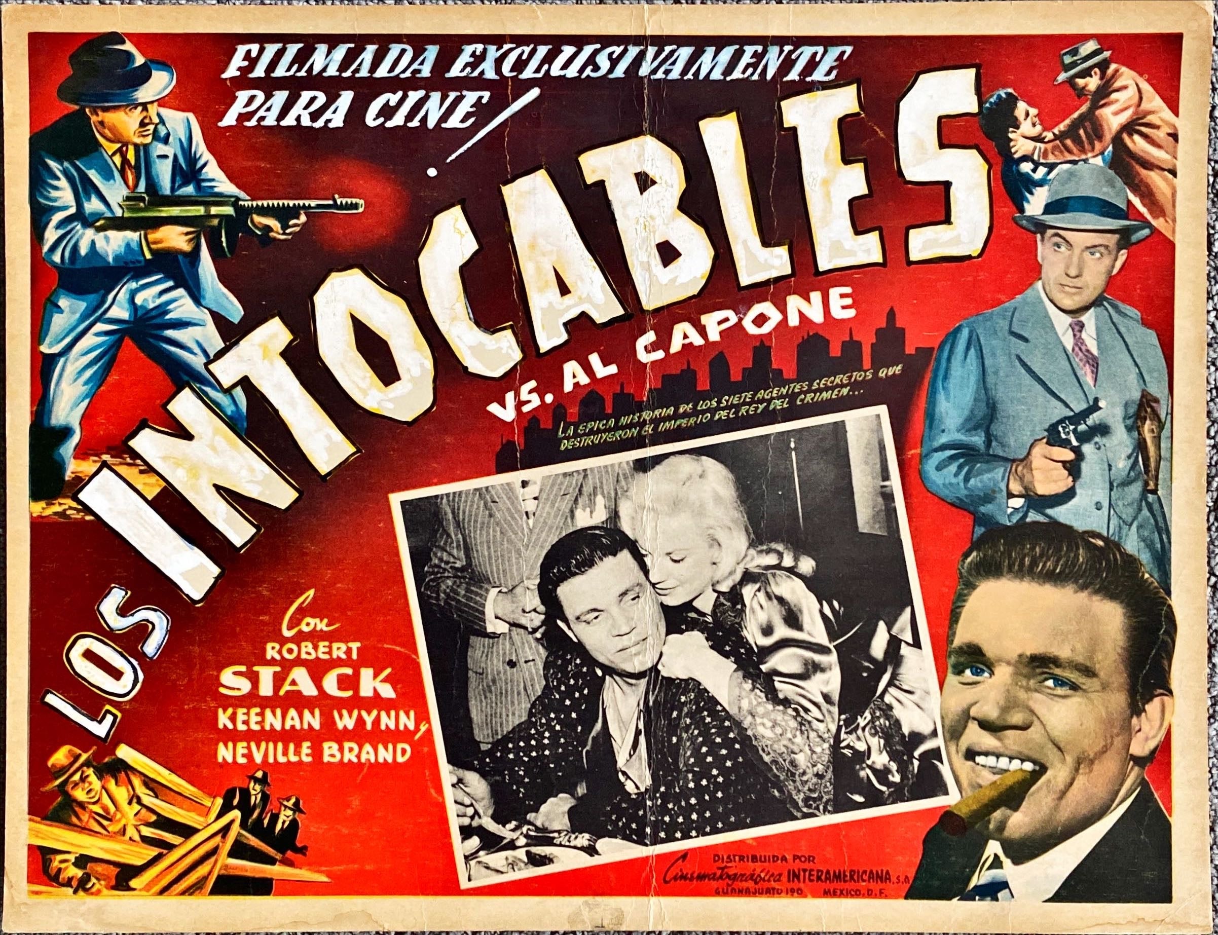 #1123 SCARFACE MOB Mexican Lobby Card '62 Robert Stack as Eliot Ness - PosterCollectors.xyz