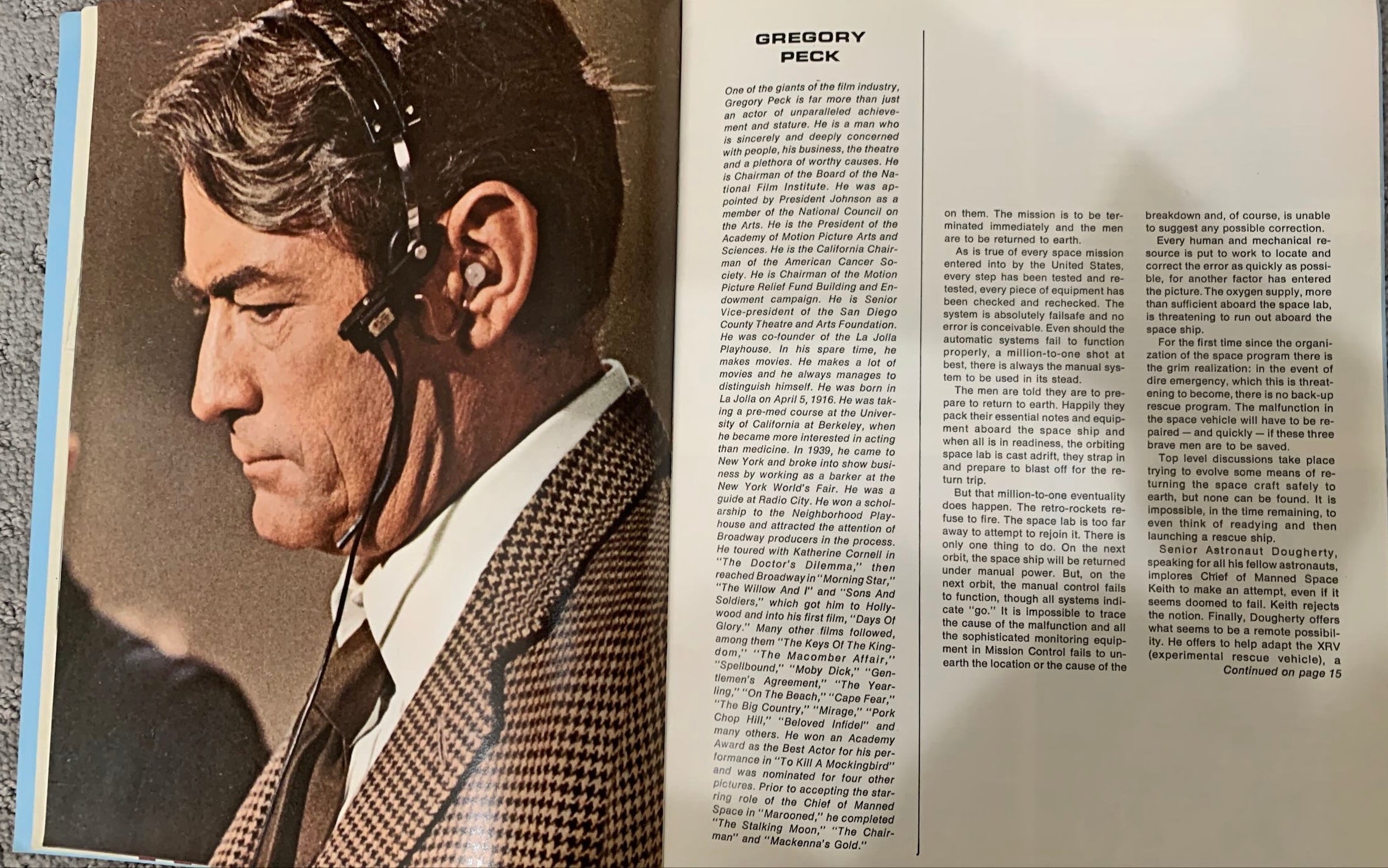 Marooned, Gregory Peck movie souvenir book