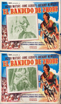 Bandit of Zhobe (1959) Vintage Mexican Lobby Cards 2X, Victor Mature