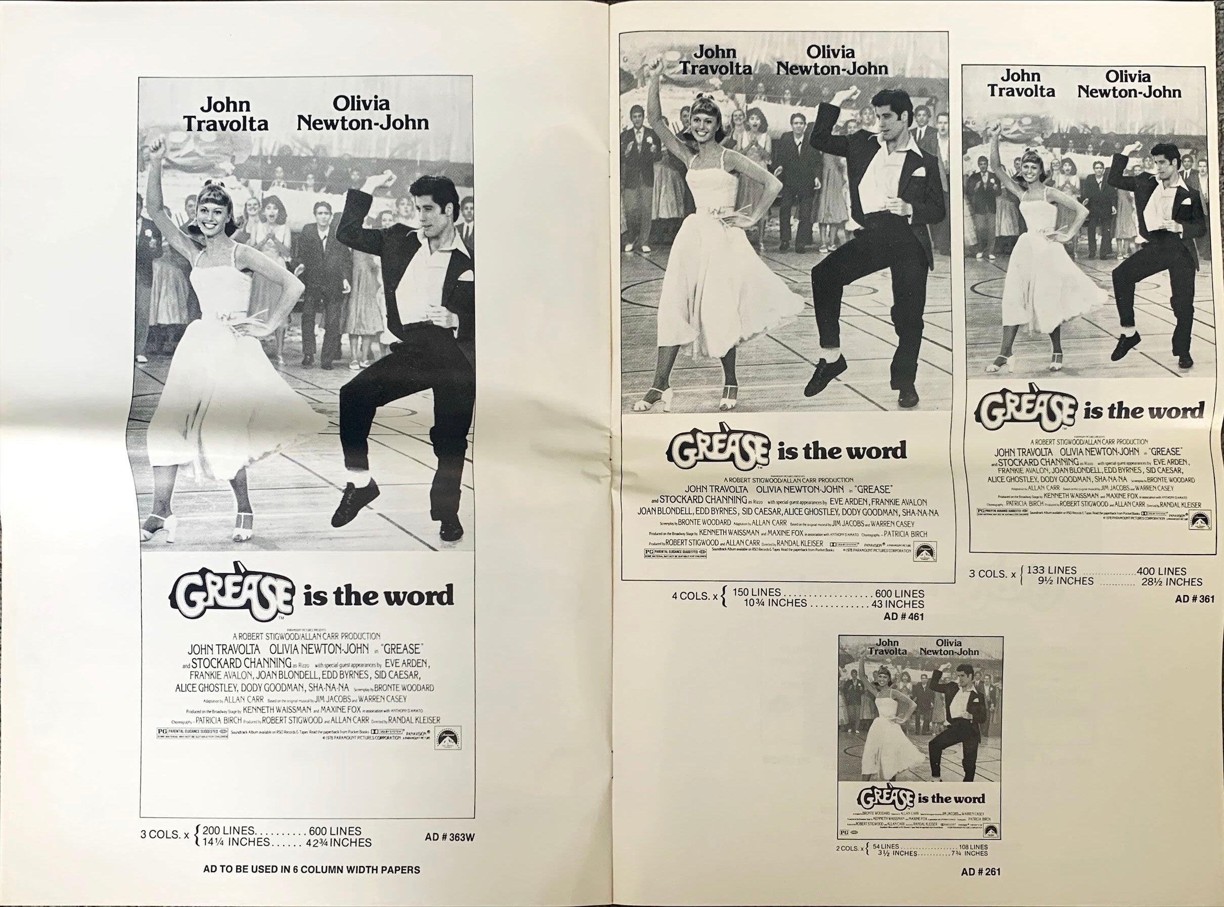 Grease (1987), Pressbook, John Travolta