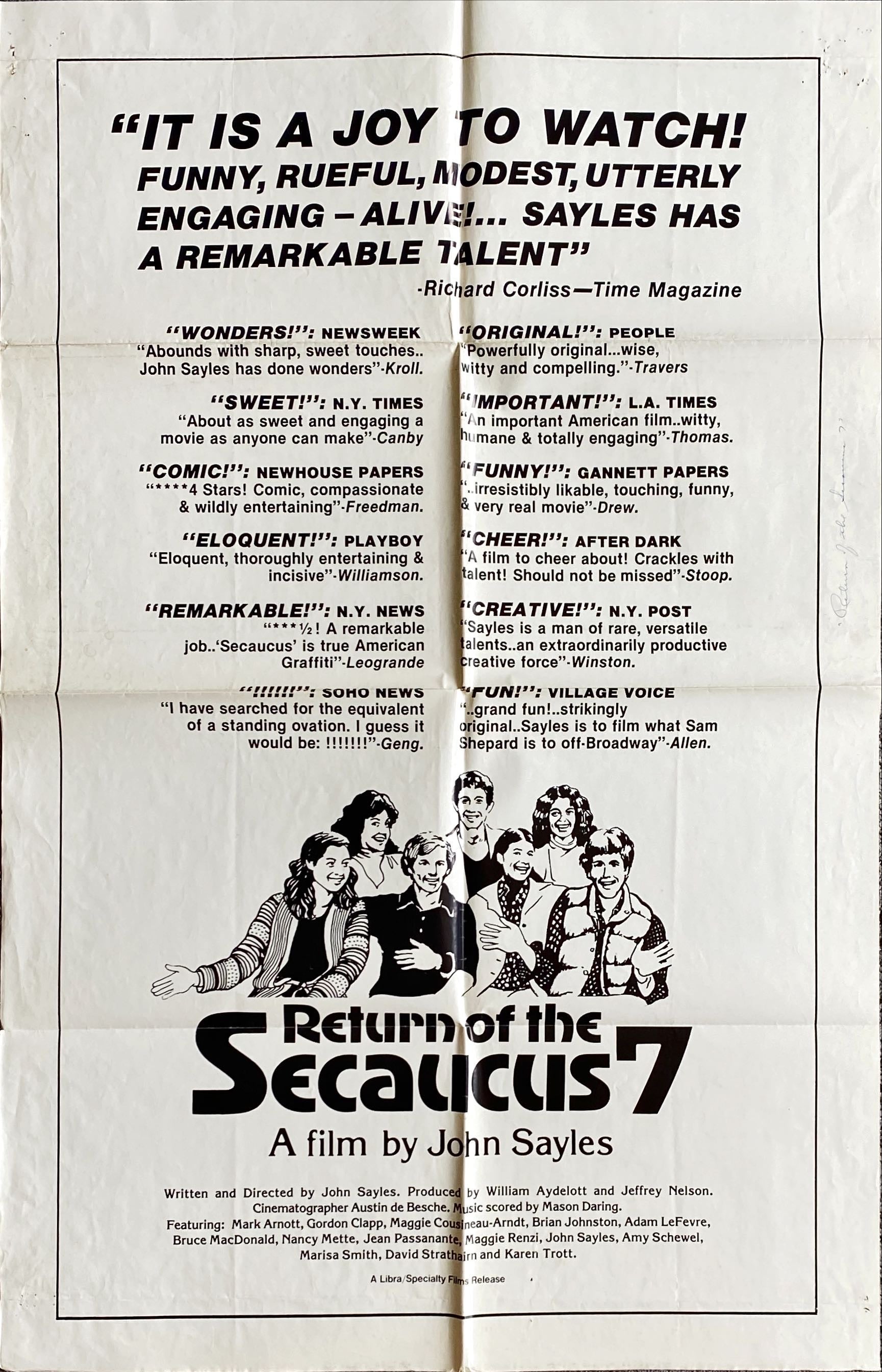 Return of the Secaucus 7,  int'l reviews 1sh '80 John Sayles!