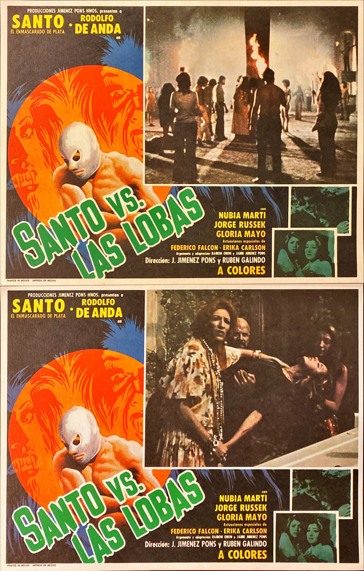 (216) SANTO VS. LAS LOBAS Mexican lobby card &