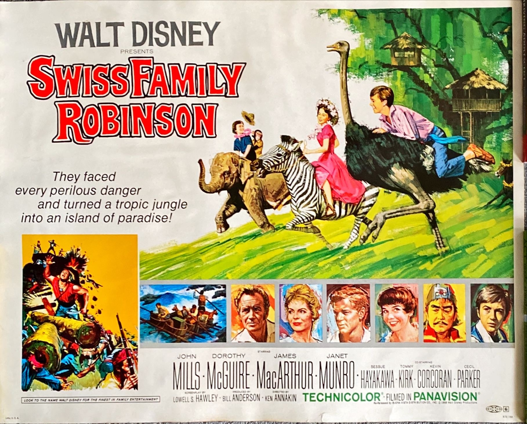 (289) SWISS FAMILY ROBINSON 1/2sheet movie poster,1960 Walt Disney family fantasy classic - PosterCollectors.xyz
